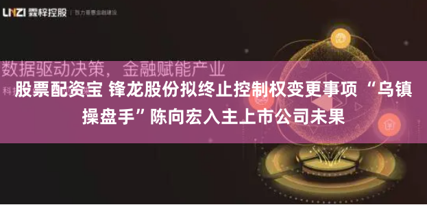 股票配资宝 锋龙股份拟终止控制权变更事项 “乌镇操盘手”陈向宏入主上市公司未果